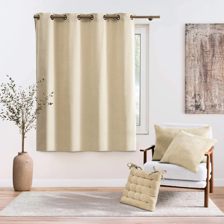 Rideau tamisant à œillets en velours chenille