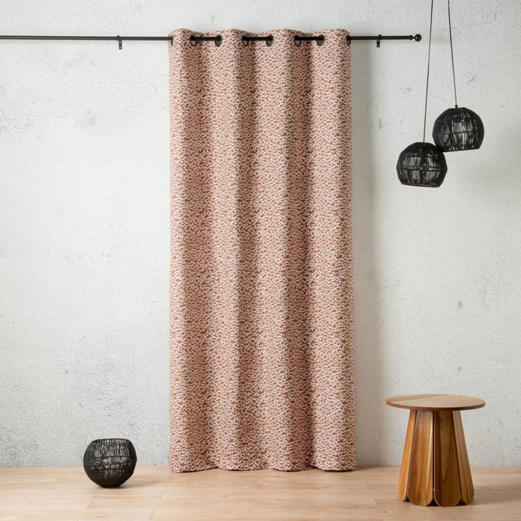 Rideau jacquard abstrait texturé à oeillets