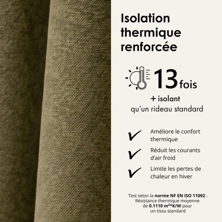 Rideau thermique phonique et semi occultant KONFOR