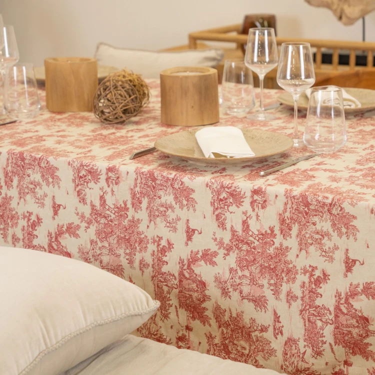 Nappe toile de Jouy rectangulaire plastifiée