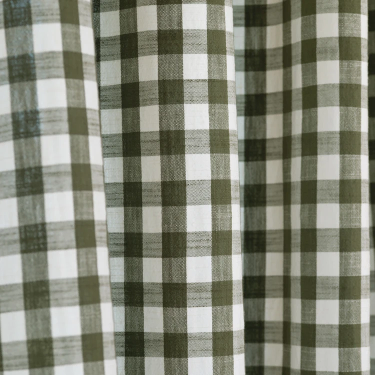 Rideau en coton effet lavé à motifs Vichy