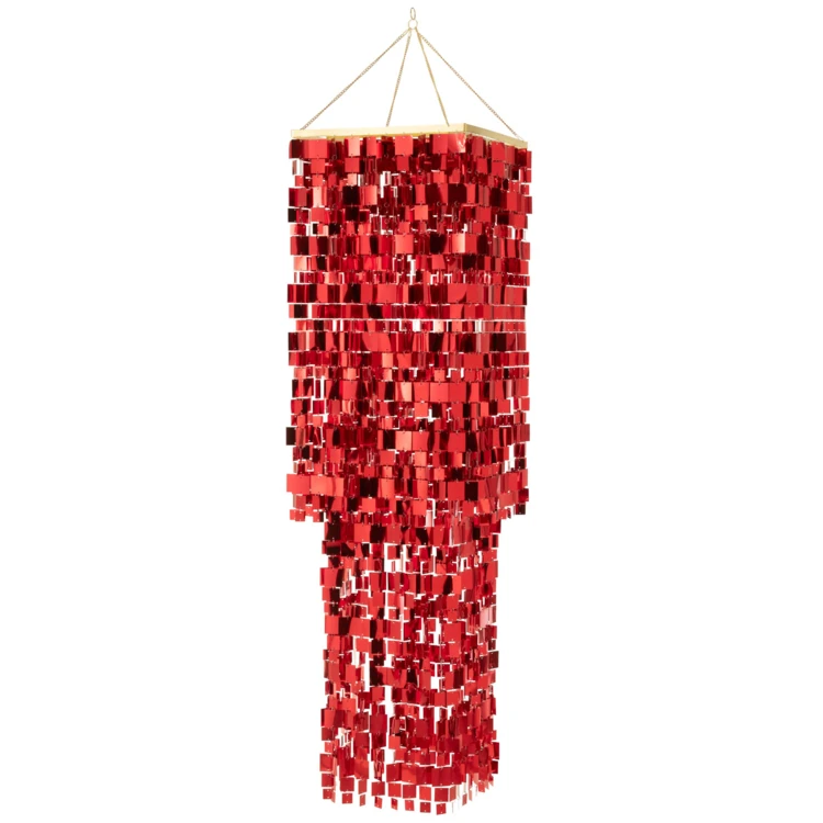 ABAT-JOUR CHANDELIER CARRÉ PVC DORÉ LARGE