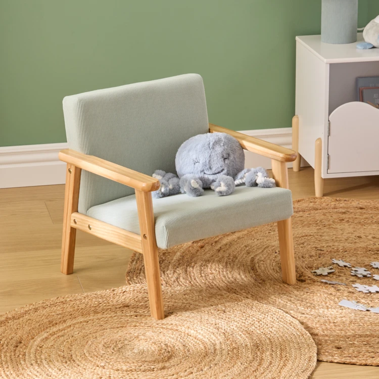 Fauteuil enfant en velours côtelé avec structure en bois