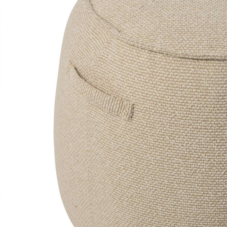 POUF ALEX CONTREPLAQUÉ/TISSU MARRON/ÉCRU