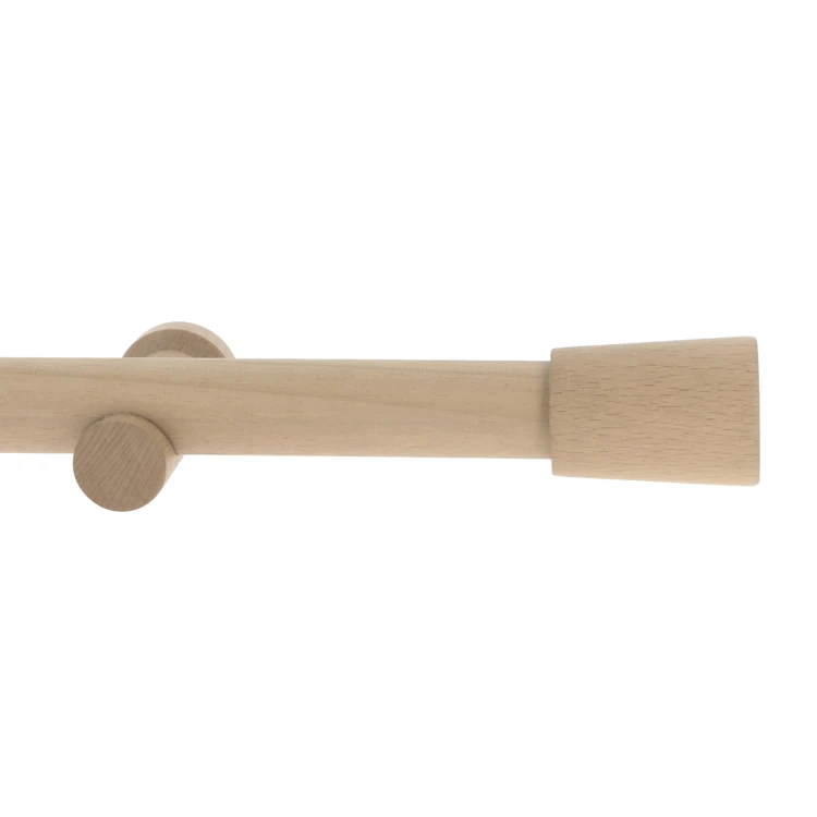Kit tringle à rideaux en bois avec embout conique D28mm
