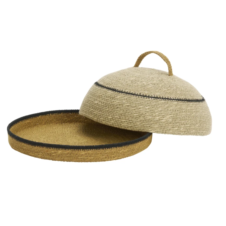 Cloche alimentaire en jonc de mer avec plateau