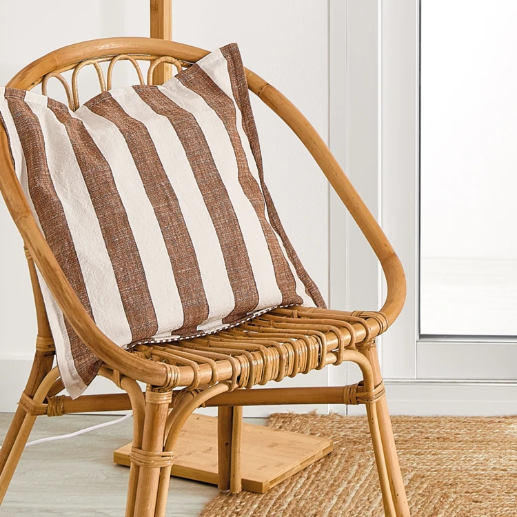 Housse de coussin rayures et vichy en coton flammé