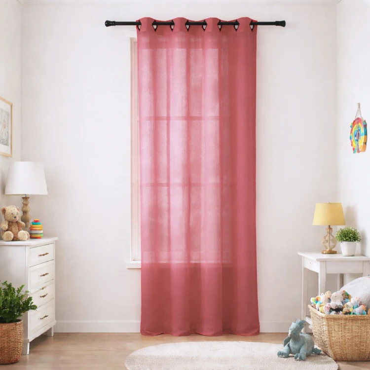 Voilage en Etamine Légère Unie à Oeillets Carrés