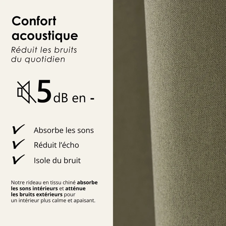 Rideau 100% occultant thermique phonique chiné