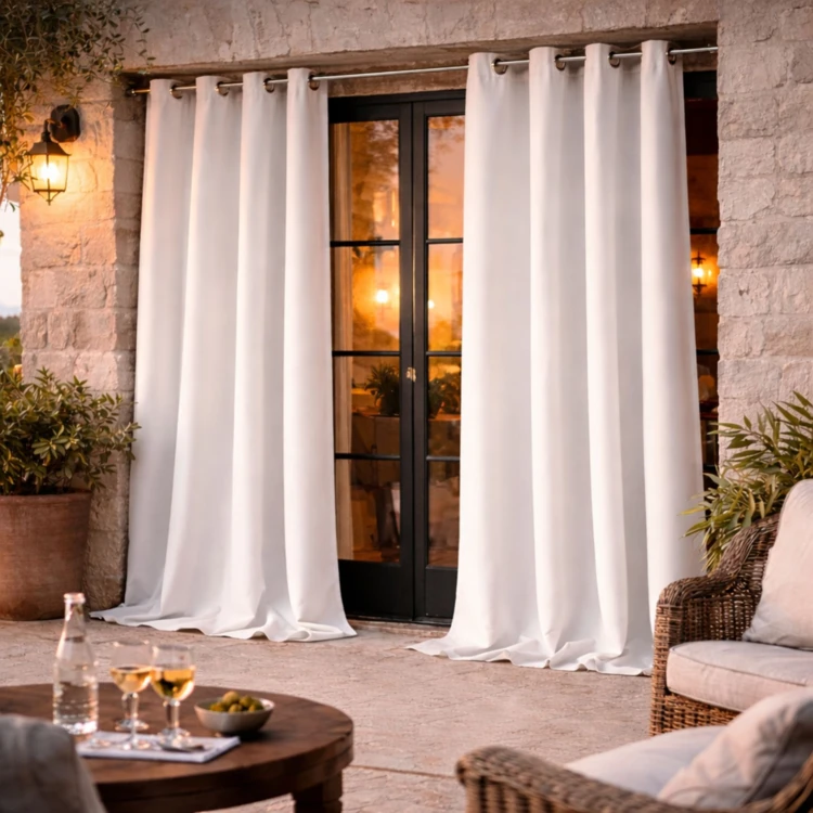 Rideau d'extérieur en tissu déperlant