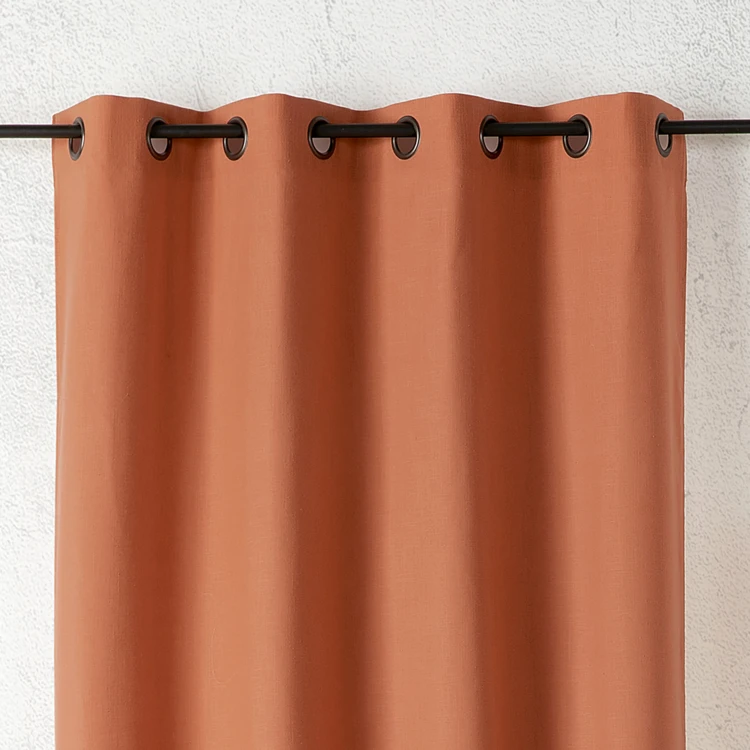 Rideau aspect lin à oeillets