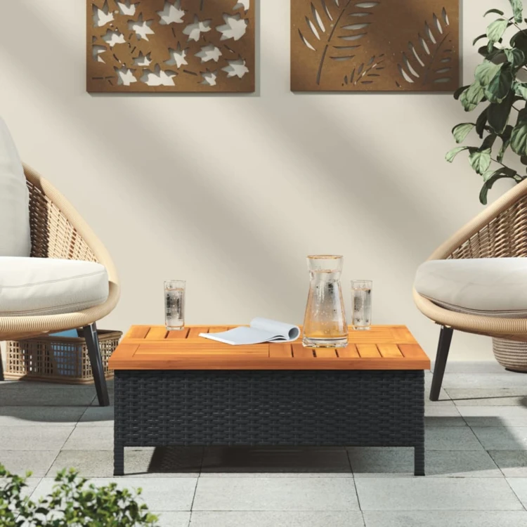 Table basse de jardin en bois et résine tressée