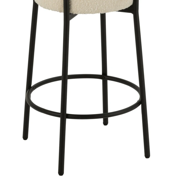 Taburete de bar de tejido bouclé y metal