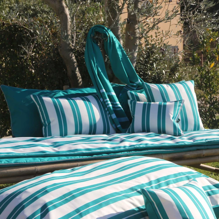 Pouf extérieur XXL à rayures