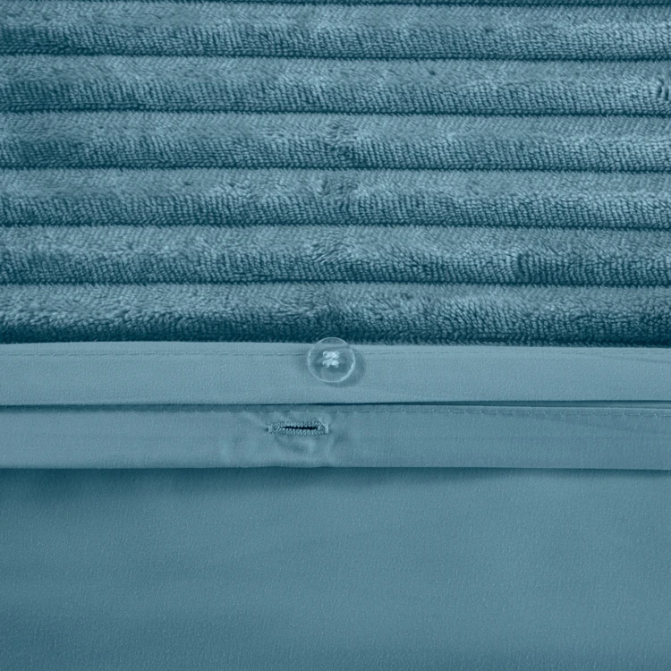 Parure de lit 3 pièces velours bande côtelé housse + taies