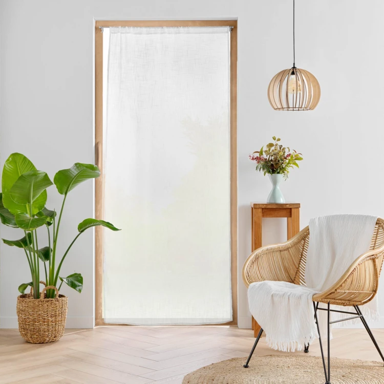 Gardine für große Fenster mit gewebtem Leinen-Effekt