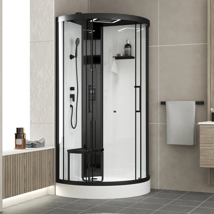 Cabine de douche hammam 1/4 de cercle hydromassant