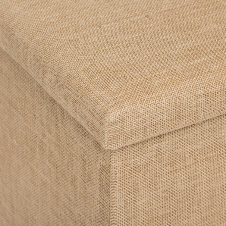Pouf de rangement pliant toile de jute