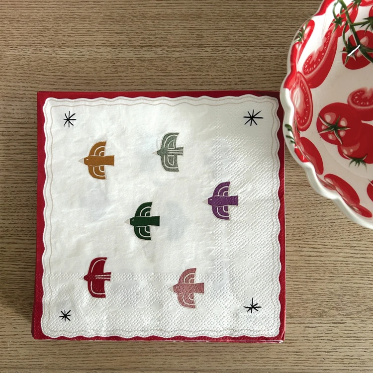 Lot de 20 serviettes en papier motif oiseau