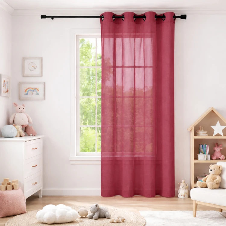 Voilage rose grande largeur