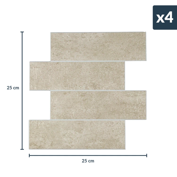 Zelfklevende 3D-wandpanelen met steeneffect, 4 stuks