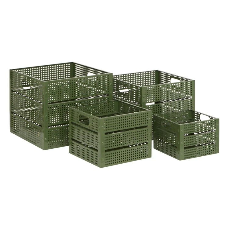 Set de 4 cajas de almacenamiento apilables de metal