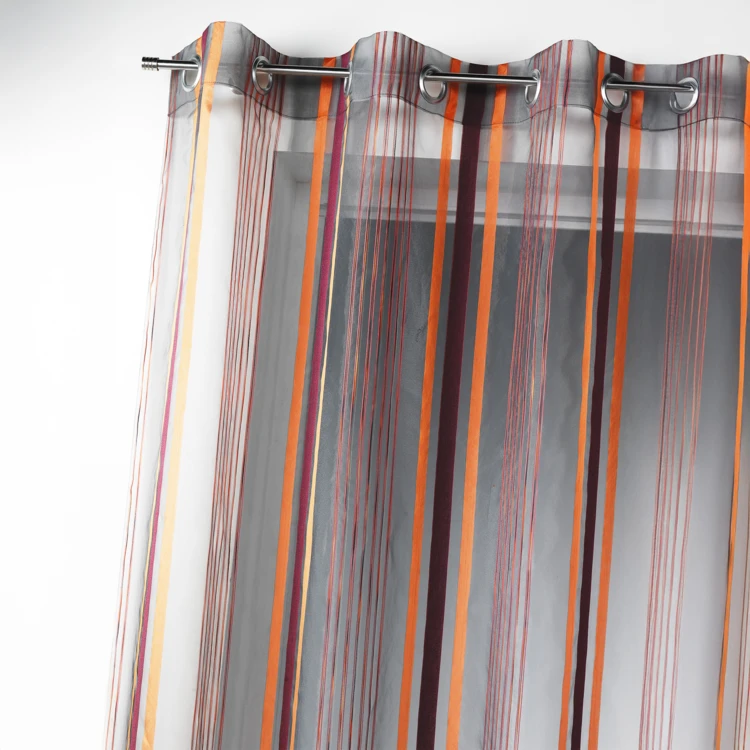 Voilage organza tissé rayures verticales