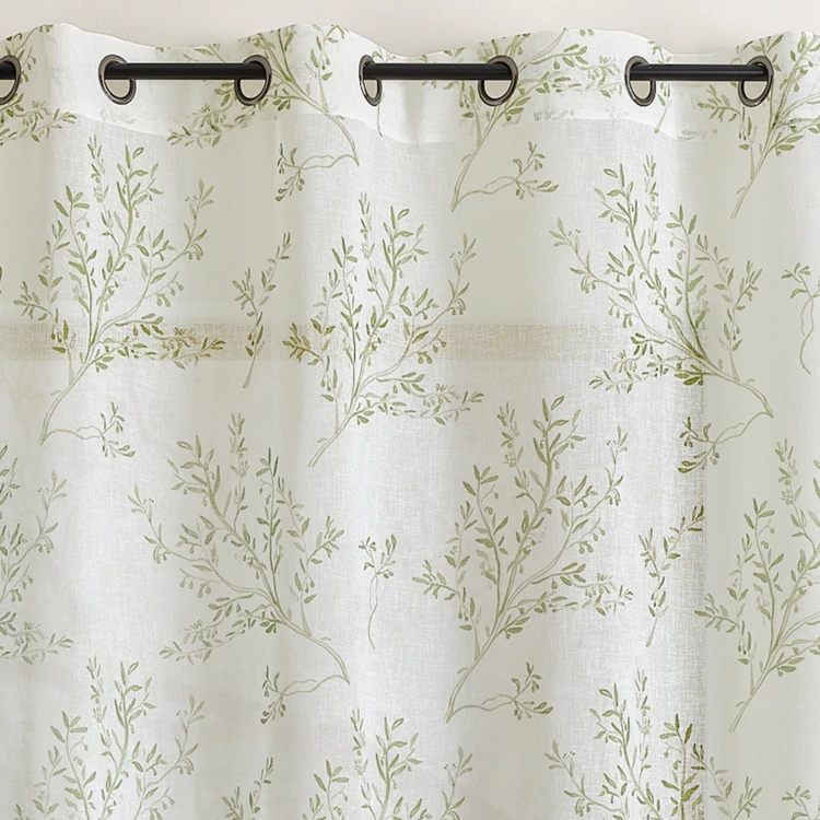 Voilage imprimé à motifs branches à oeillets