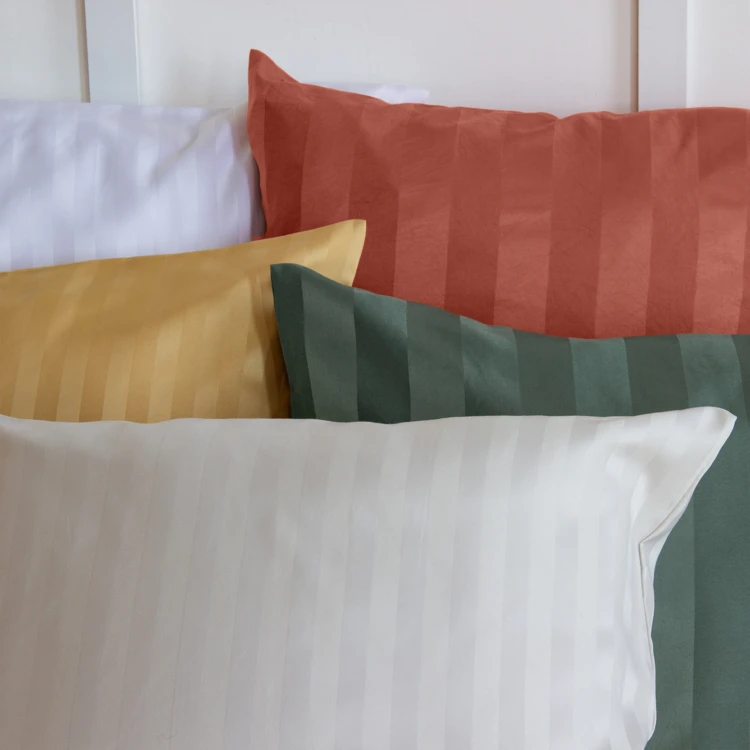 Set di biancheria da letto 3 pezzi in raso a righe sottili, copertina + federe