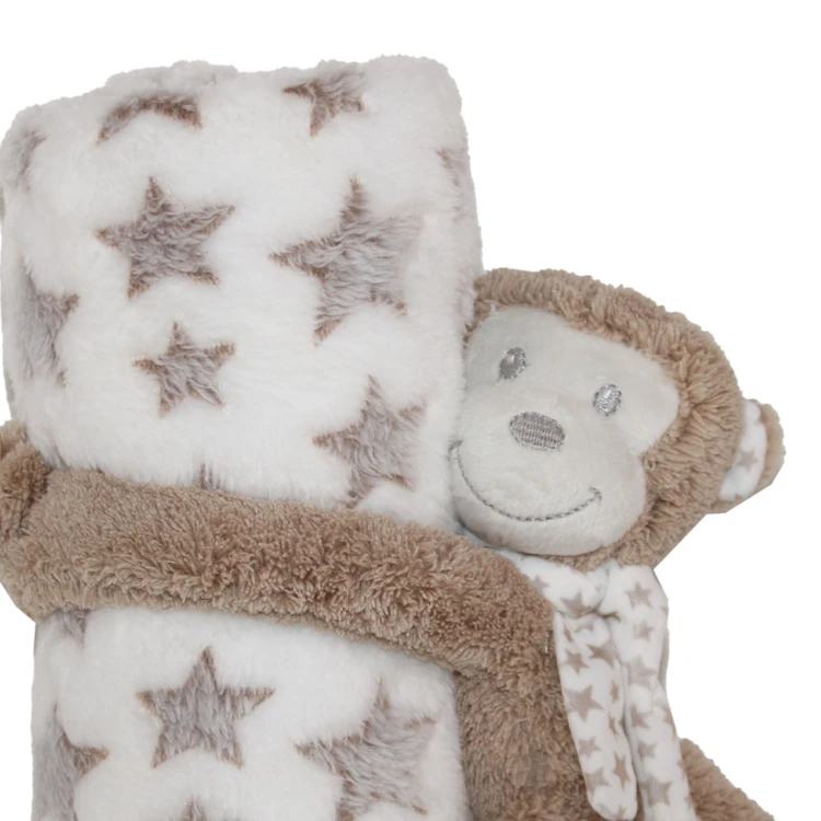 Plaid avec peluche singe