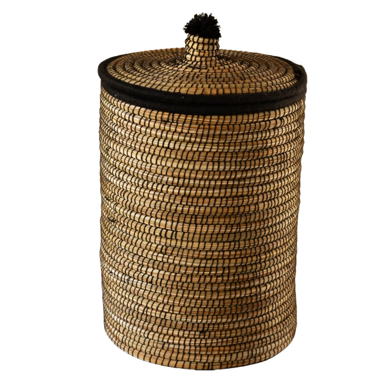 Panier à linge en fibres naturelles et laine