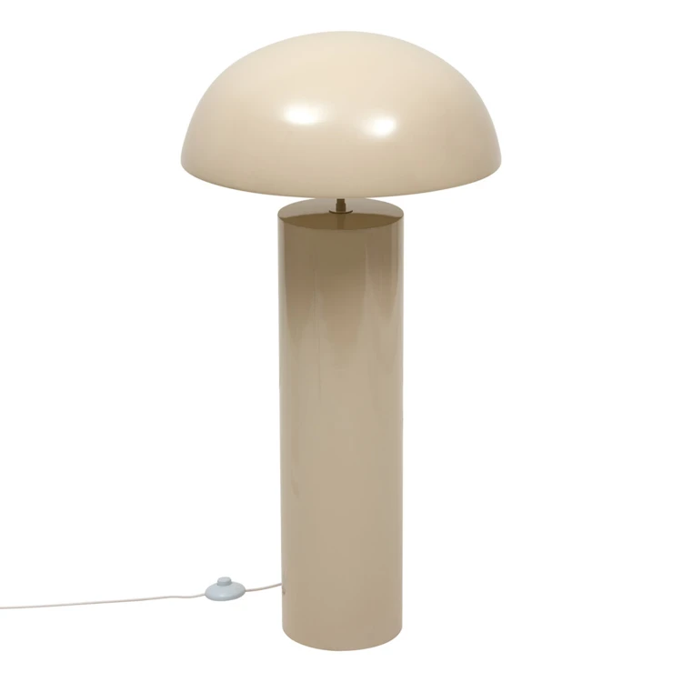 Lampada da terra a forma di fungo in acciaio con paralume arrotondato