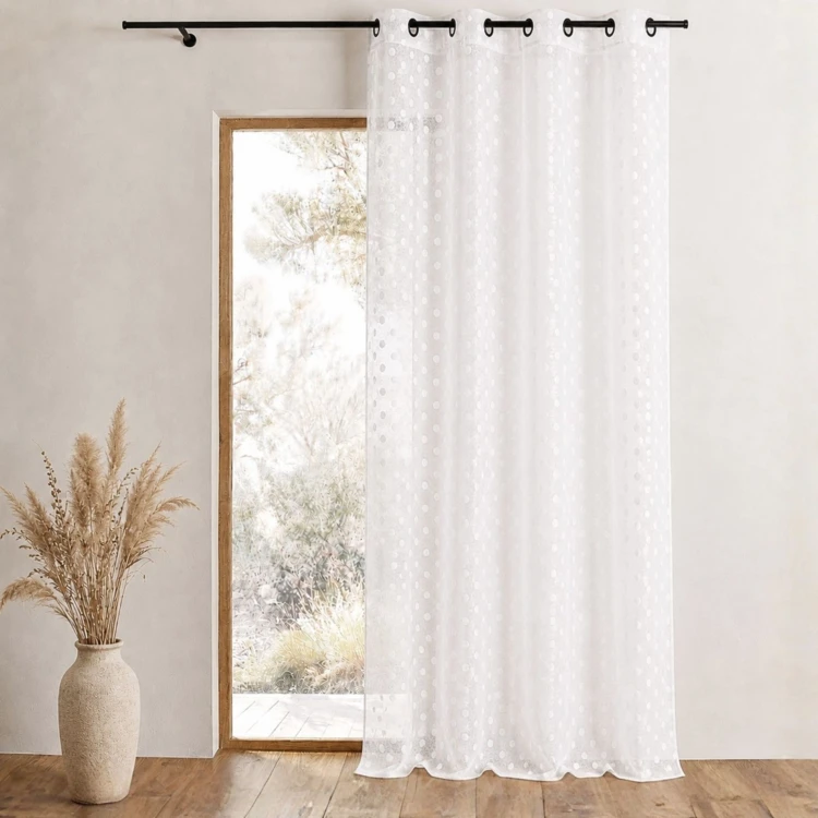 Voilage organza jacquard brodé petit pois