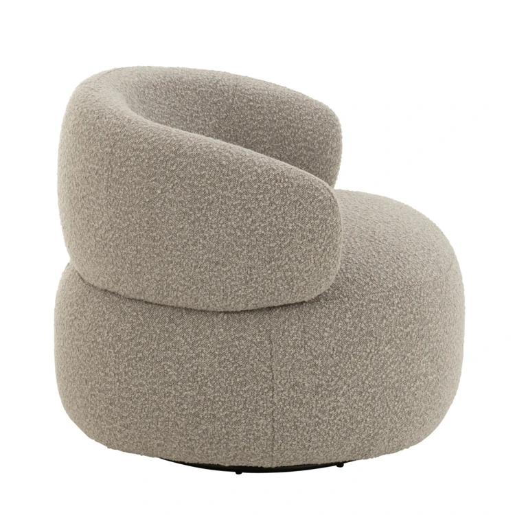 Fauteuil pivotant rond en bouclette