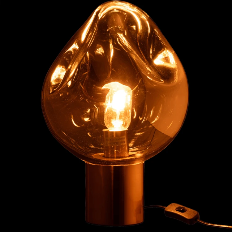 Lampe à poser en verre et métal design