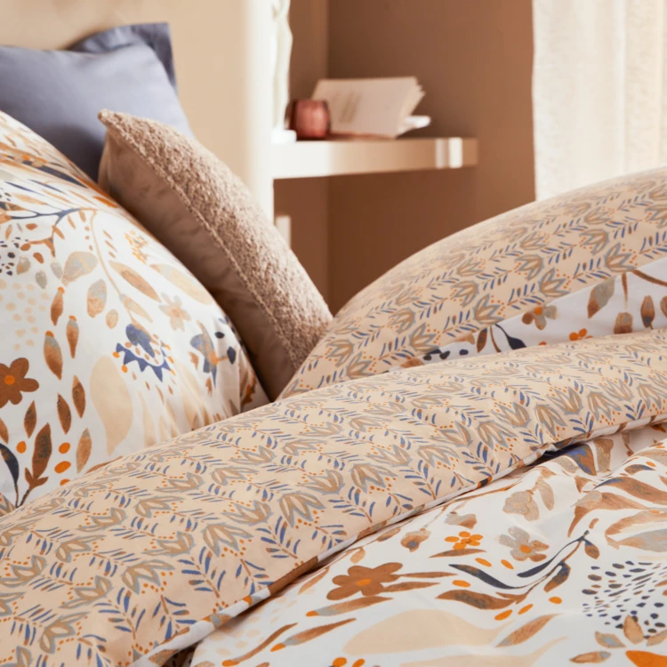 Parure de lit réversible 3 pièces coton végétal housse + taies