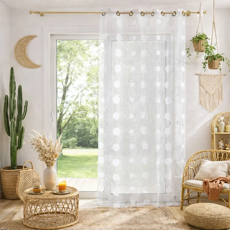 Voilage Organza et Jacquard Cordons Satiné