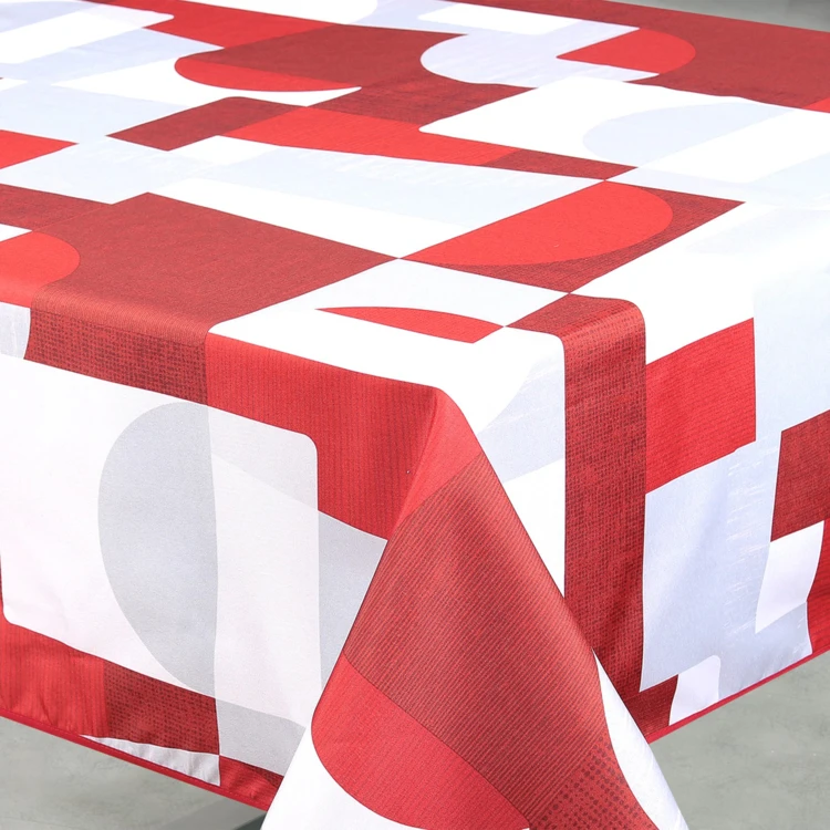 Mantel rectangular antimanchas con diseño geométrico
