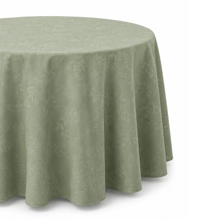 Nappe ronde en polycoton jacquard enduit anti-tache