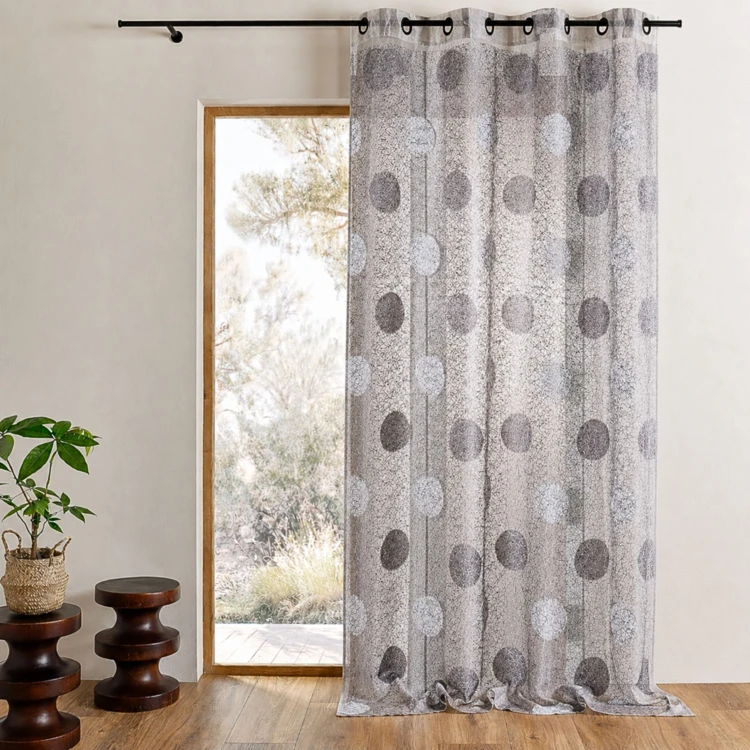 Voilage en Organza Jacquard brodé motif gros rond