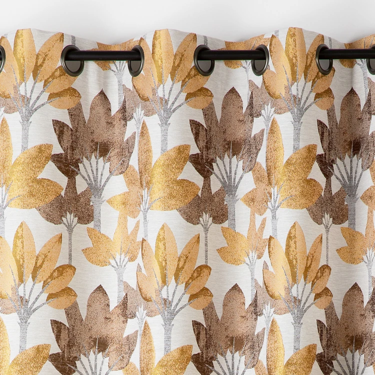 Rideau à oeillets jacquard motif végétal