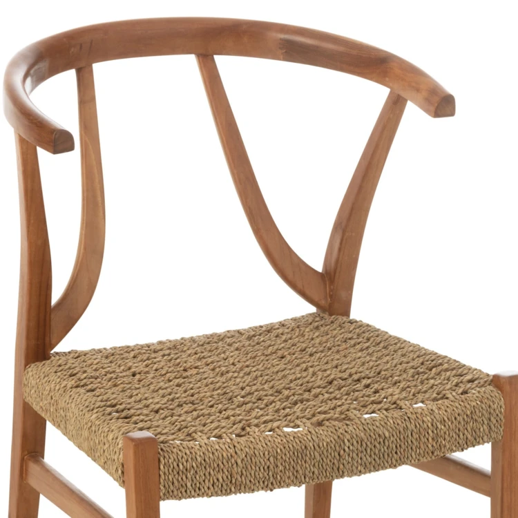 Chaise en bois de teck et rotin tressé