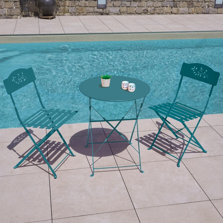 Table de jardin pliante en acier ronde