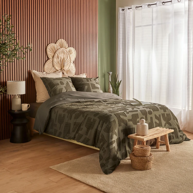 Conjunto de cama de 3 peças com padrão tufado