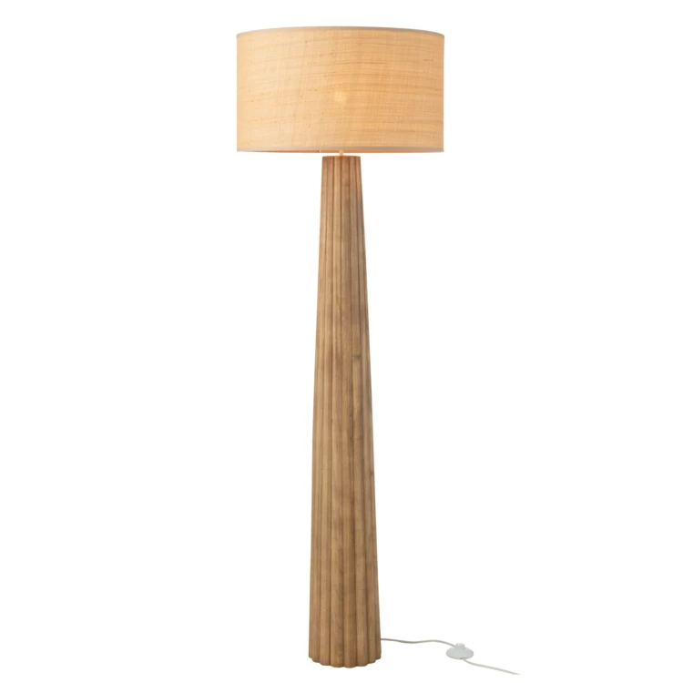 Lampadaire en bois avec abat-jour tissu