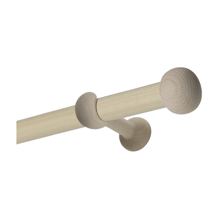 Kit tringle à rideaux en bois hêtre D28 mm