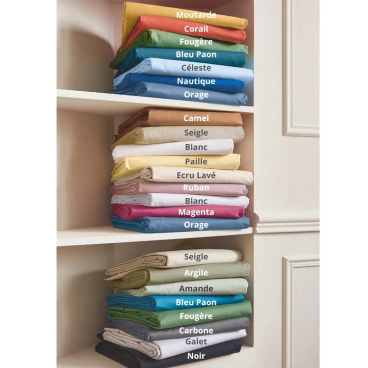 Drap Plat Uni en 100 % Coton