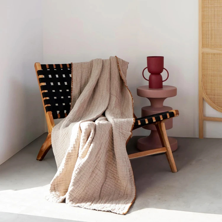 Plaid en coton lavé matelassé boutis