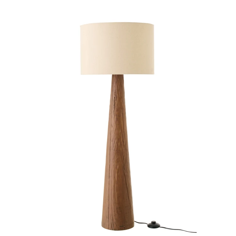 Lampadaire en poterie avec pied effet bois