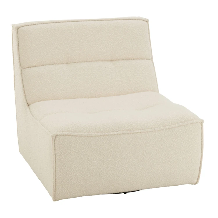 Fauteuil pivotant carré en tissu bouclette